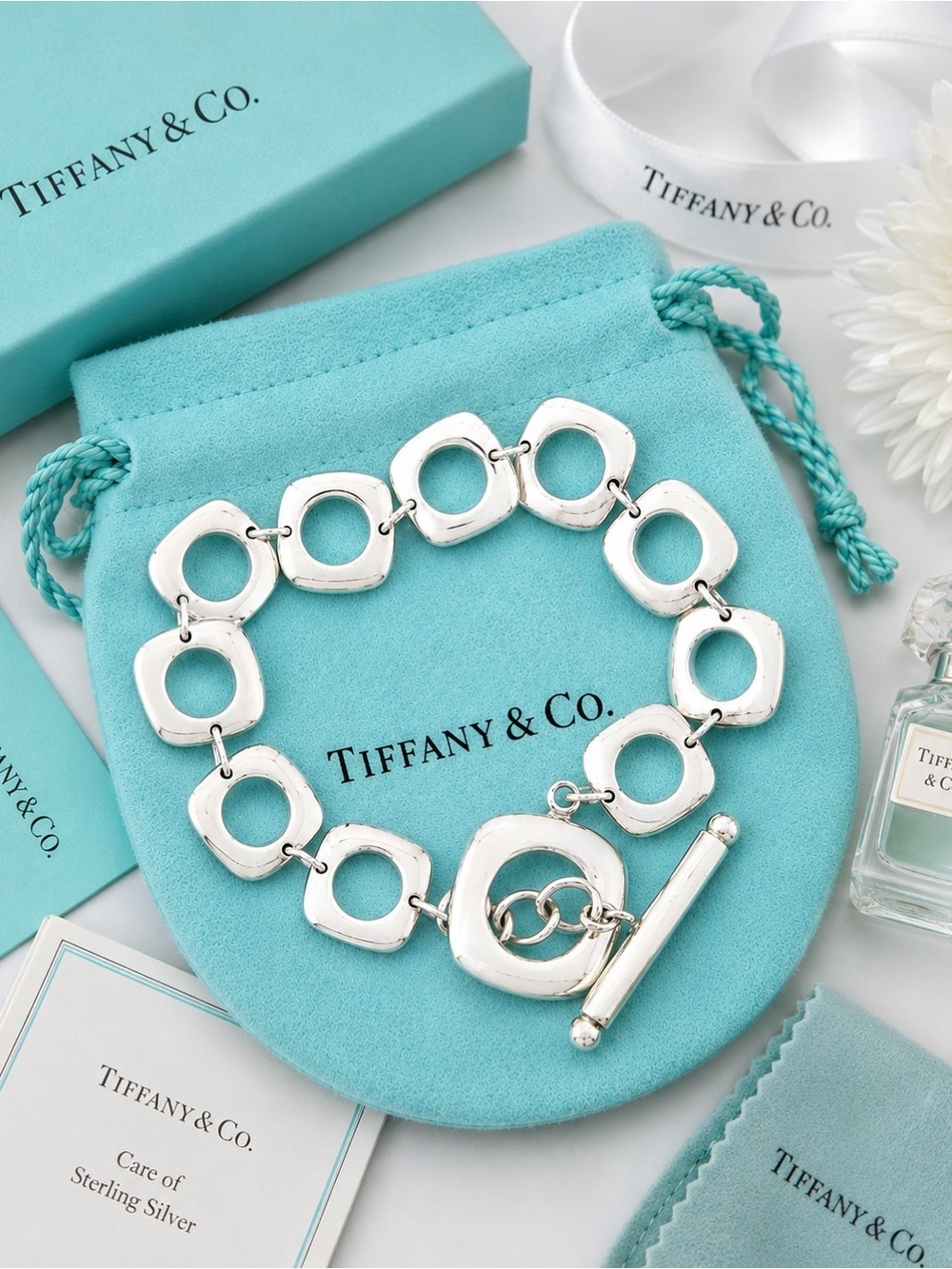 Rare Early Edition Tiffany & Co Elsa Peretti Cushion Link Bracelet 37g